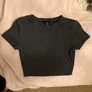 Grey ribbed crop top